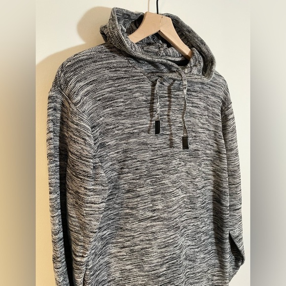 1897 Mens Hooded Knit Sweater Black & White Marbled Size Large Bohemian Boho - Picture 9 of 9